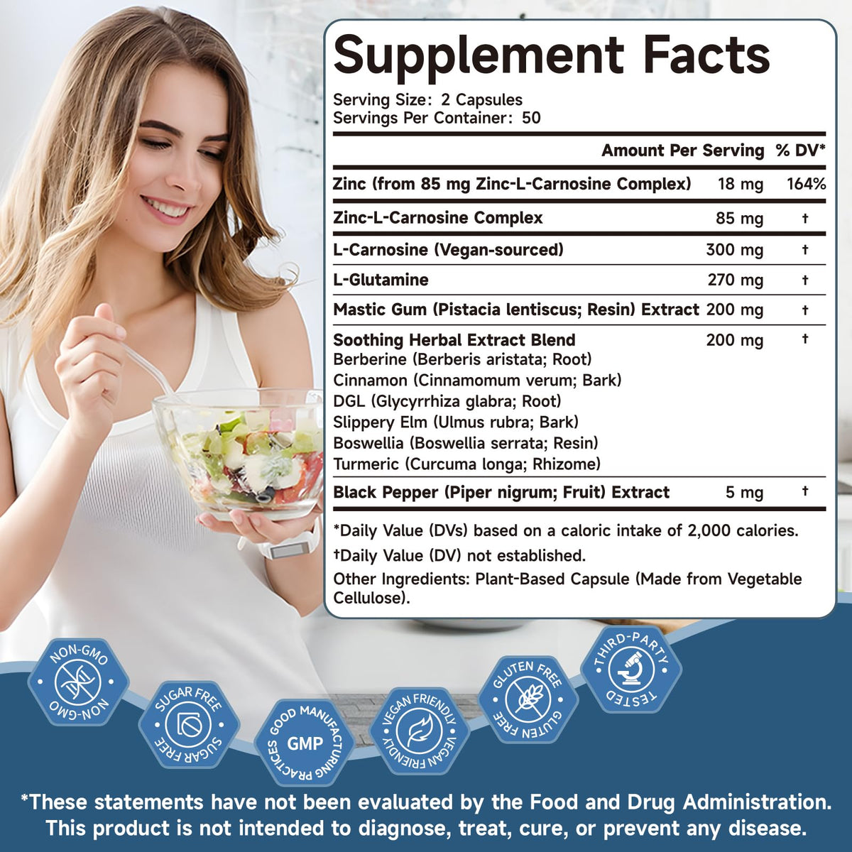 Trawecual Zinc L-Carnosine 85mg sur fond blanc