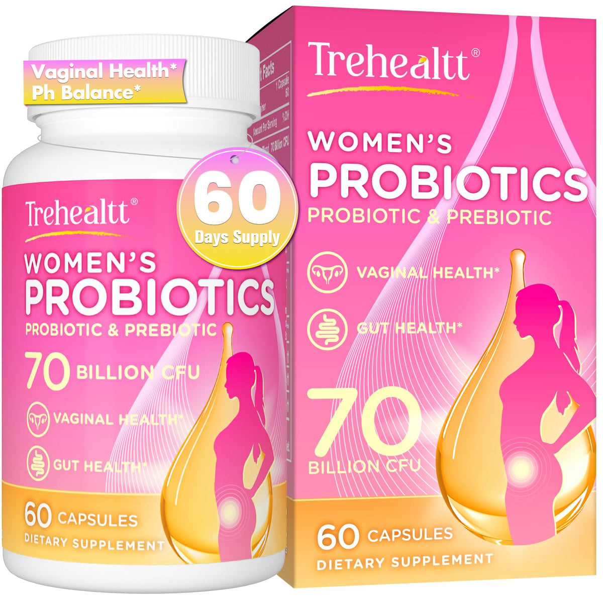 Trehealtt Probiotiques Vaginal 70 Milliards CFU - vue de face