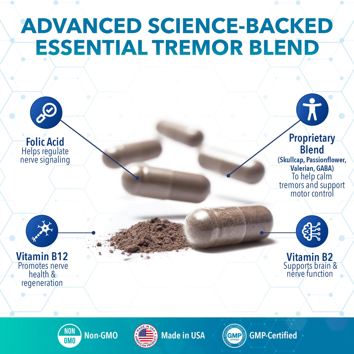 Tremanol Complément Alimentaire avec des ingrédients naturels en arrière-plan