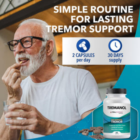 Tremanol Complément Alimentaire sur une table en bois avec lumière naturelle