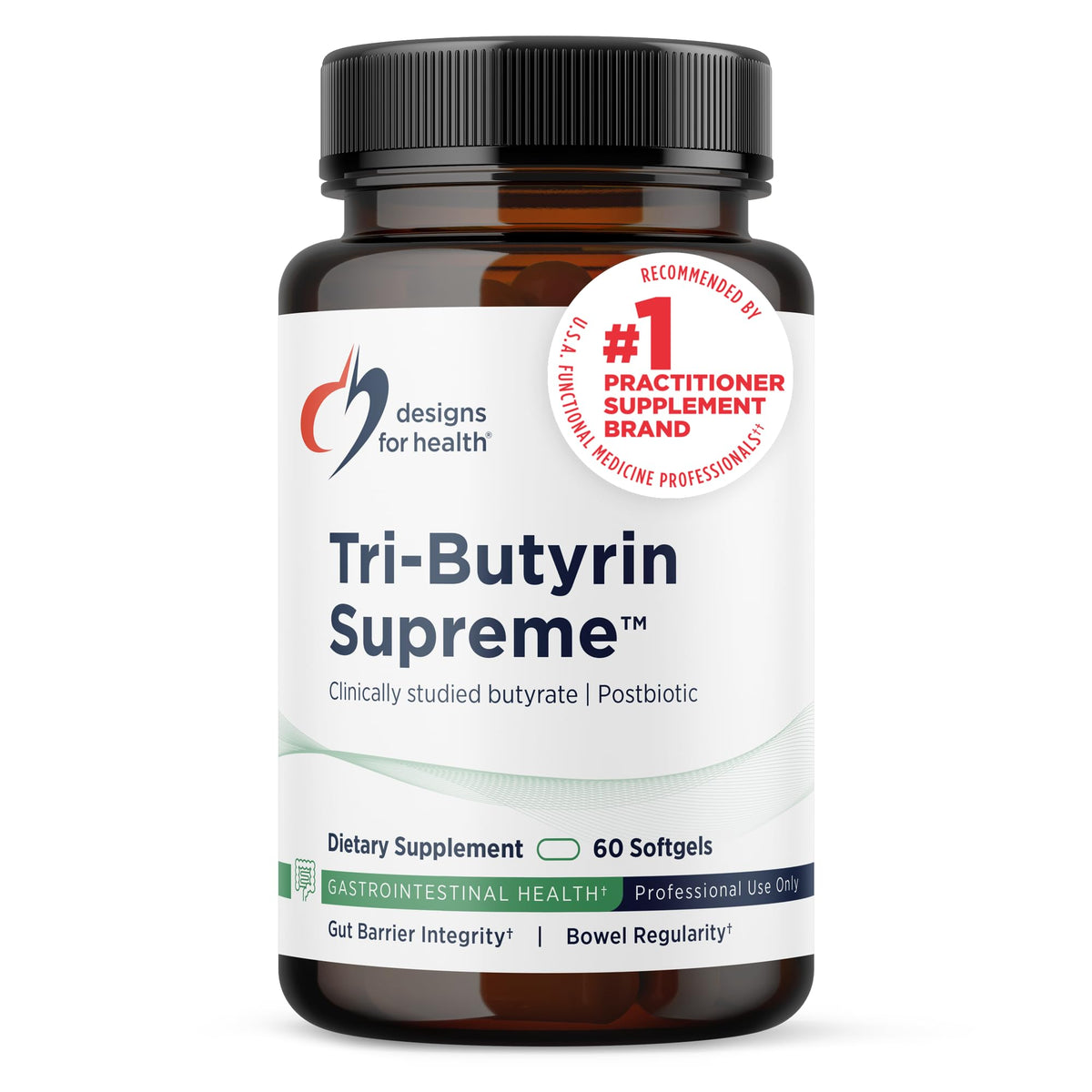Tri-Butyrin Designs for Health 60 capsules molles vue de face