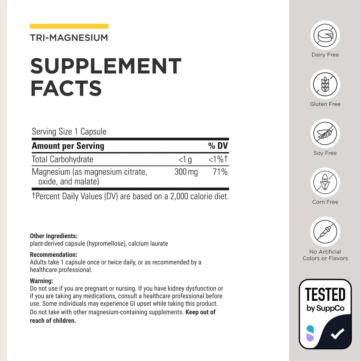 Tri-Magnesium Integrative Therapeutics capsules on a white background