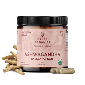 TRIBE ORGANICS Ashwagandha KSM-66 600mg capsules front view