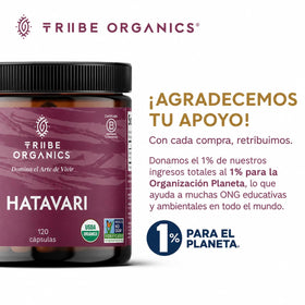 TRIBE ORGANICS Shatavari, capsules avec des herbes en arrière-plan