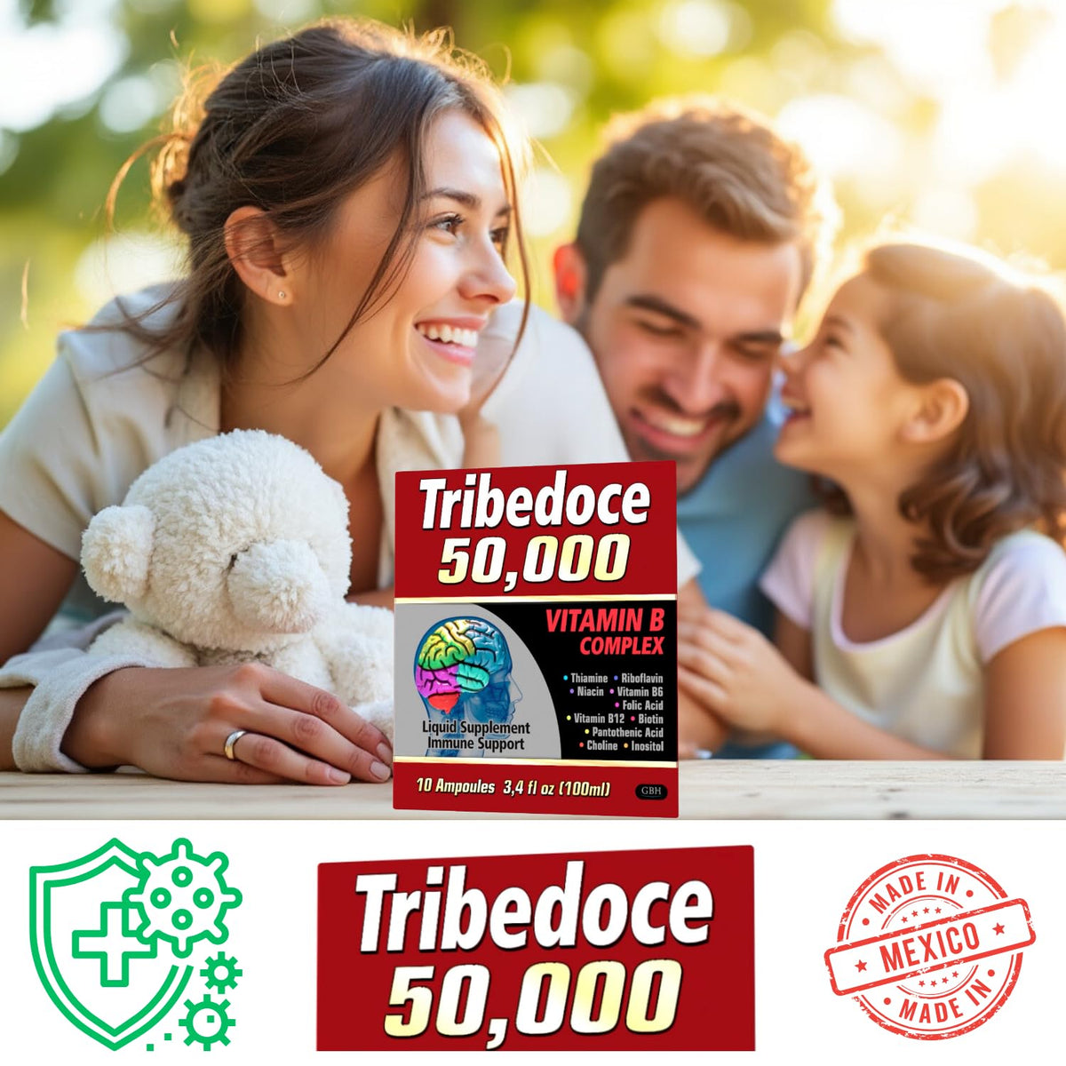 Tribedoce B-Complex 100 ml ampoules sur table