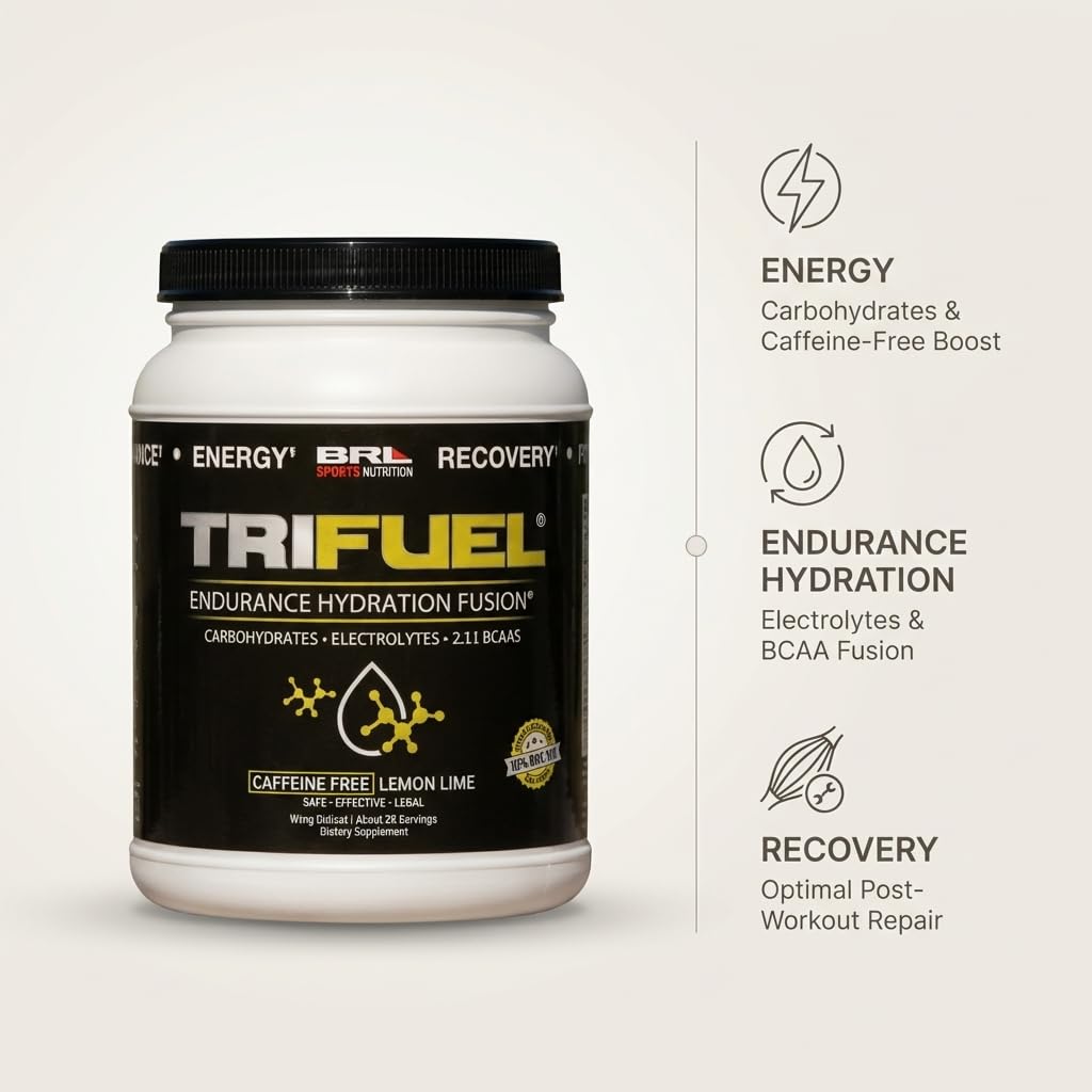 TriFuel Boisson Hydratante 3-en-1 Citron Vert sur une table de sport