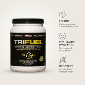 TriFuel Boisson Hydratante 3-en-1 Citron Vert sur une table de sport