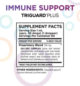 Triguard Plus 60ml avec ingrédients en arrière-plan