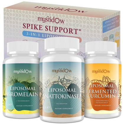 Trio de Soutien Spike Mystidow - Nattokinase, Bromélaïne, Curcuma en emballage