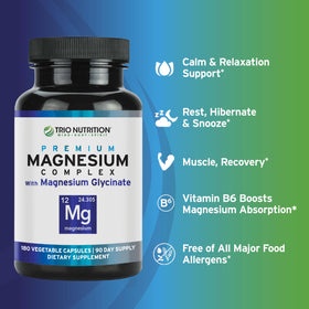 TRIO NUTRITION Complexe de Magnésium Glycinate 420mg, capsules végétales