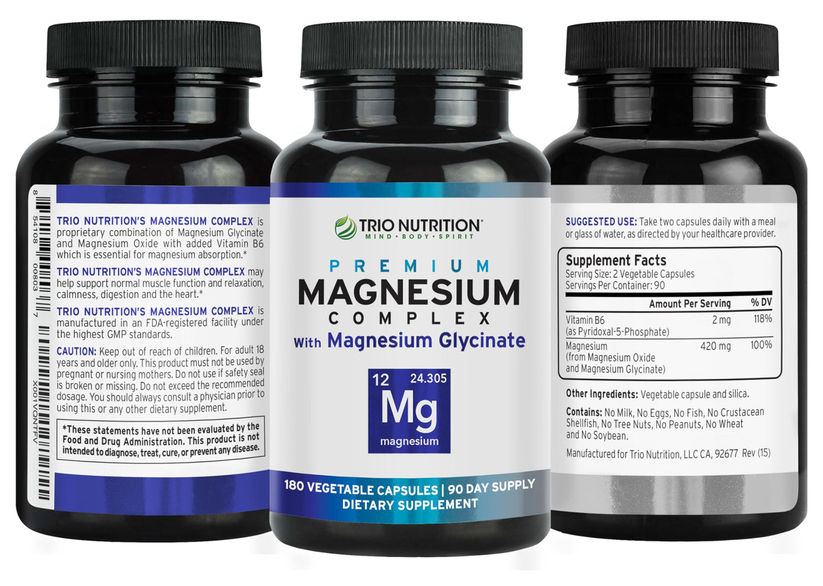 TRIO NUTRITION Complexe de Magnésium Glycinate 420mg, présentation des capsules