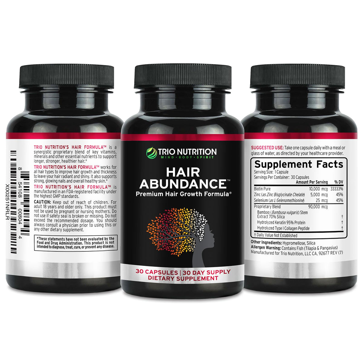 TRIO NUTRITION Hair Abundance Biotine 10 000 mcg - utilisation quotidienne