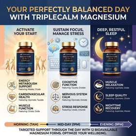 Triplecalm Complément Alimentaire Magnésium 12 en 1 1000mg capsules