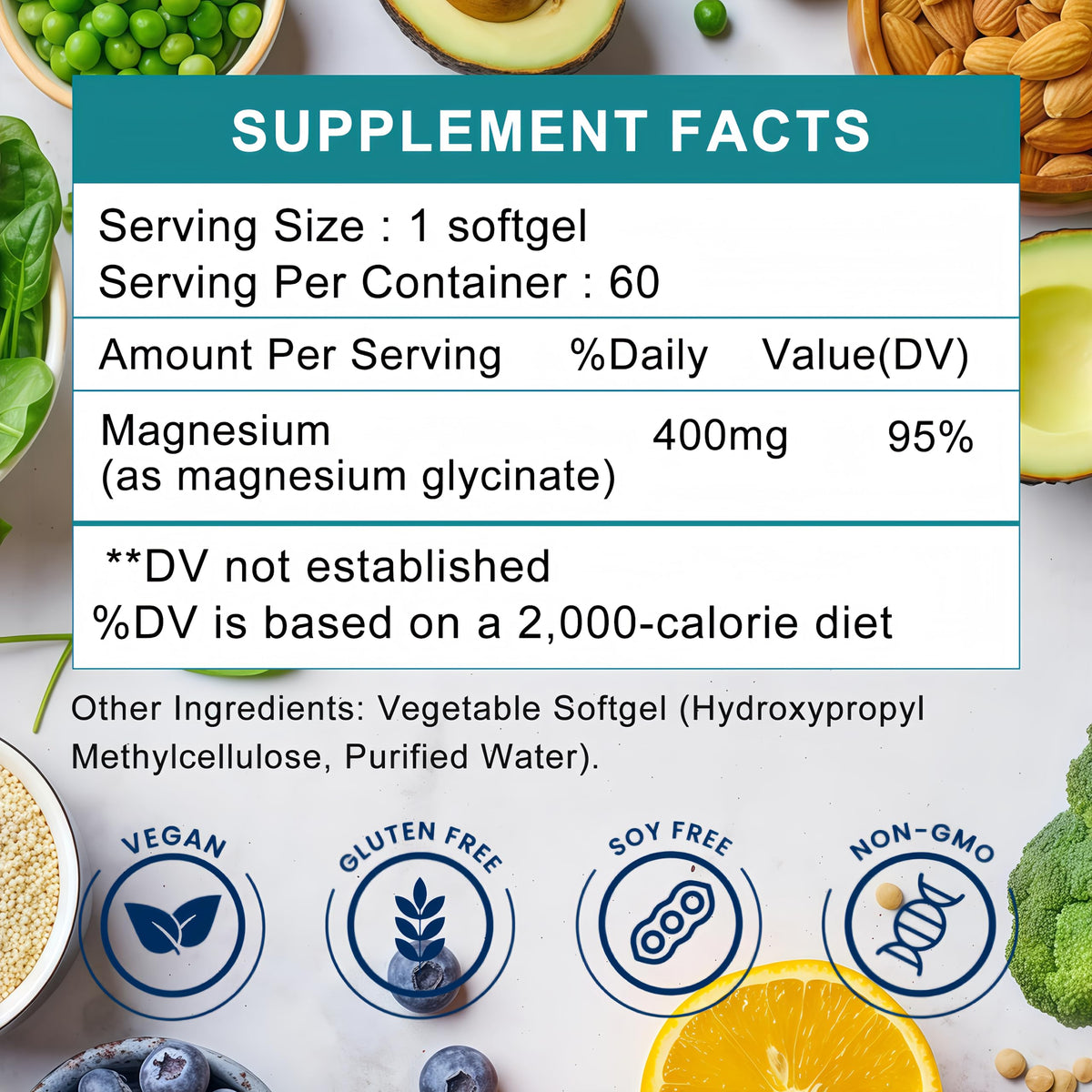 TriPurris Magnésium Glycinate 400mg gélules liquides en environnement naturel