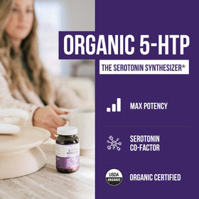 Triquetra Health 5-HTP Bio 200 mg capsules sur une table