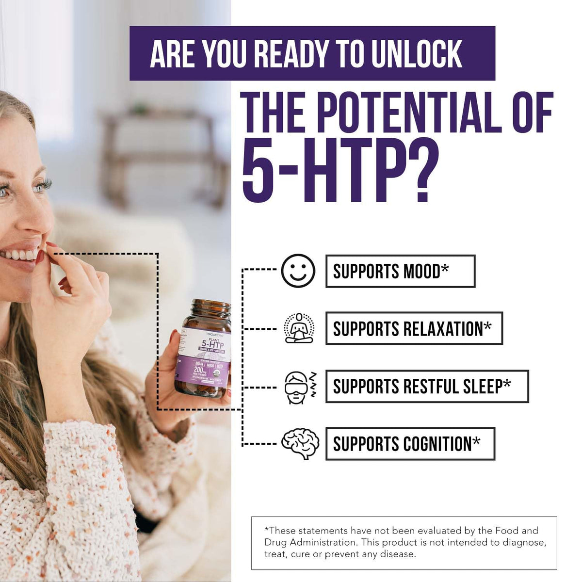 Triquetra Health 5-HTP Bio 200 mg étiquette et ingrédients