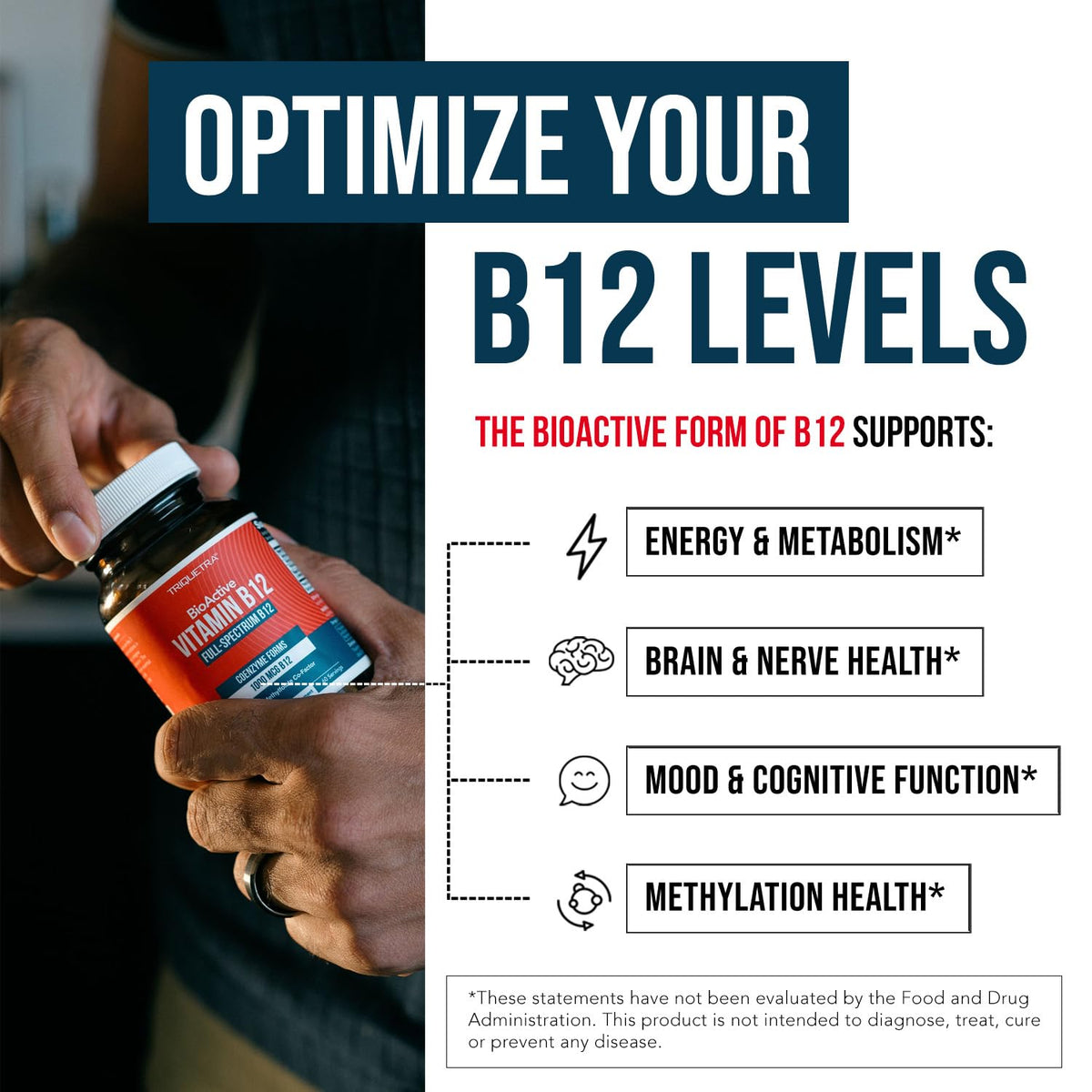 Triquetra Health B12 1000 mcg flacon sur fond neutre
