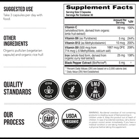 Triquetra Health Complément Alimentaire Fer Biologique 90 Capsules avec une cuillère de vitamine C