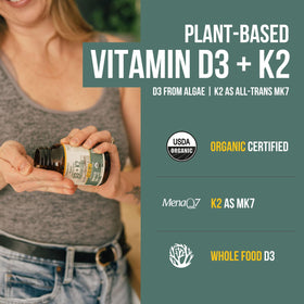 Triquetra Health D3 + K2 5000 IU, emballage avec informations nutritionnelles