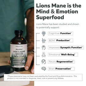 Triquetra Health Extrait de Lion's Mane 500 mg - présentation avec des champignons