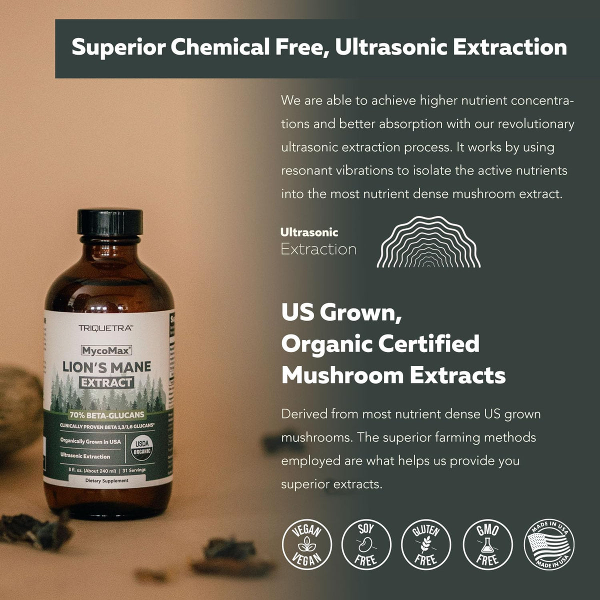 Triquetra Health Extrait de Lion's Mane 500 mg - produit avec une tasse de café