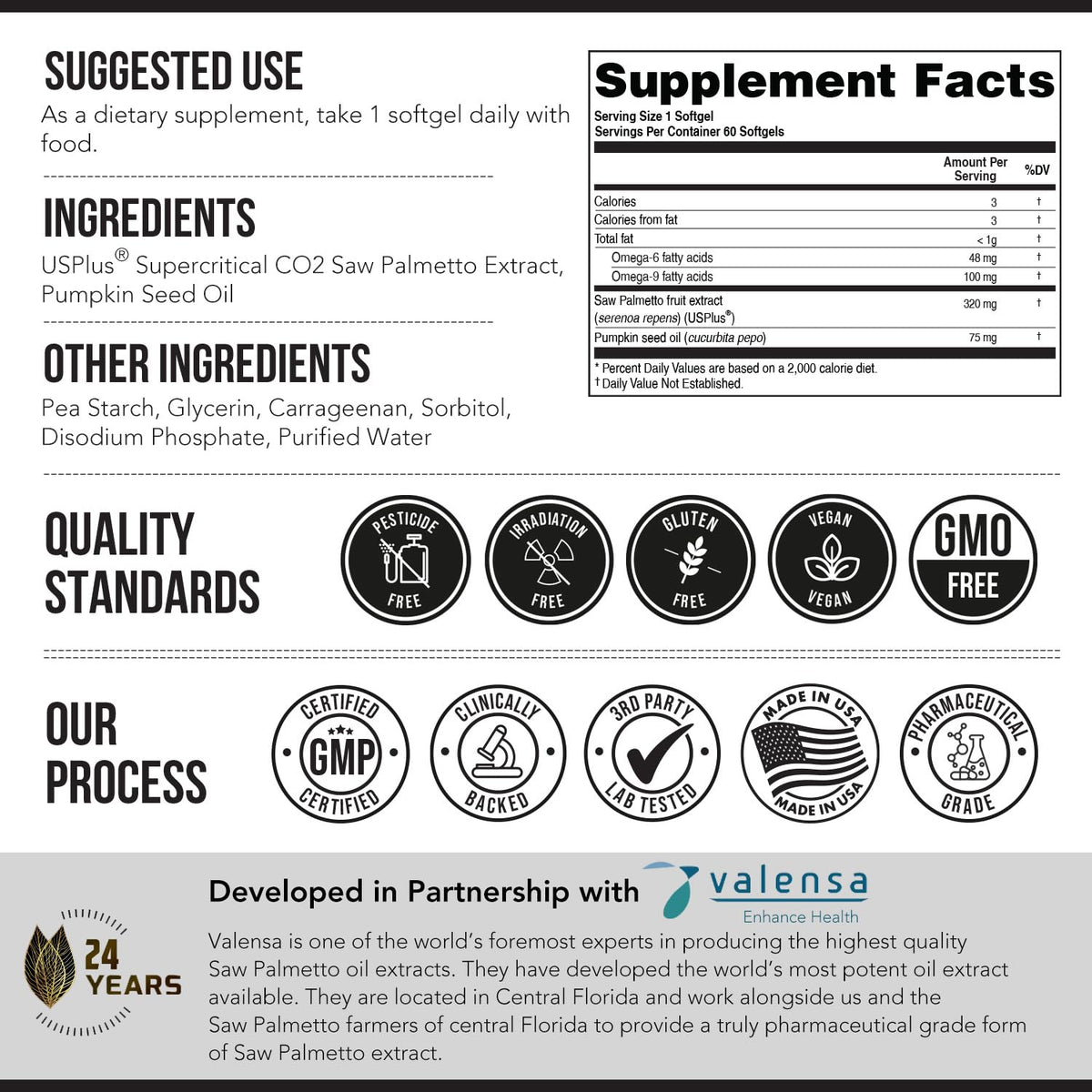 Triquetra Health Extrait de Saw Palmetto gélules à côté d'un verre d'eau