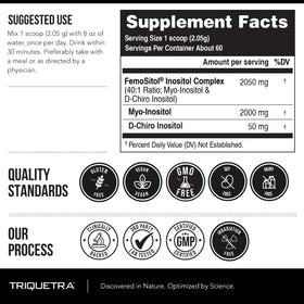 Triquetra Health FemoSitol Poudre d'Inositol 123g étiquette