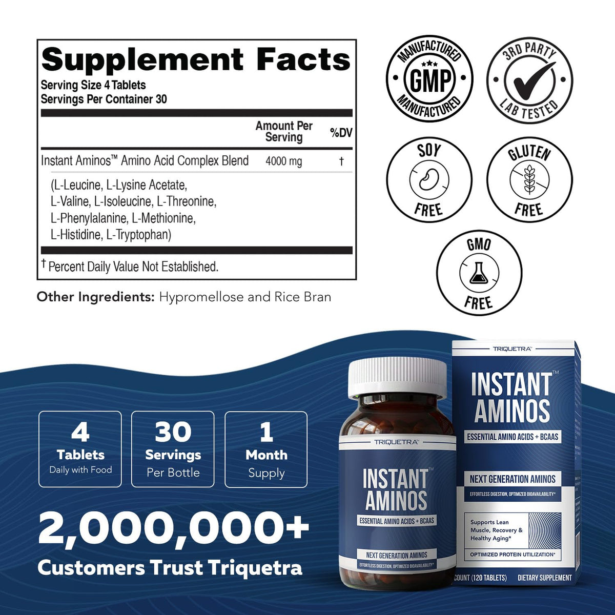 Triquetra Health Instant Aminos tablettes prêtes à être prises