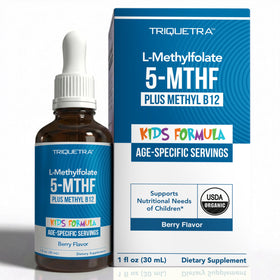 Triquetra Health Kids L-Méthylfolate 1 Fl oz devant avec bouchon