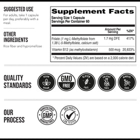 Triquetra Health L-Méthylfolate 1000 mcg avec des ingrédients sur une table