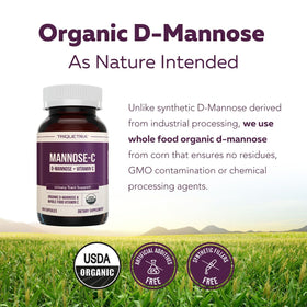 Triquetra Health Mannose-C capsules sur un fond blanc