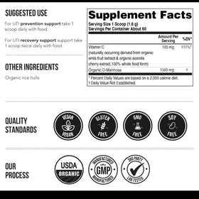 Triquetra Health Mannose-C Poudre Bio 1500 mg D-Mannose avec ingrédients