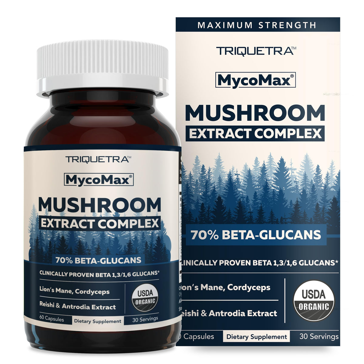 Triquetra Health MycoMax Complex de Champignons 60 capsules vue de face