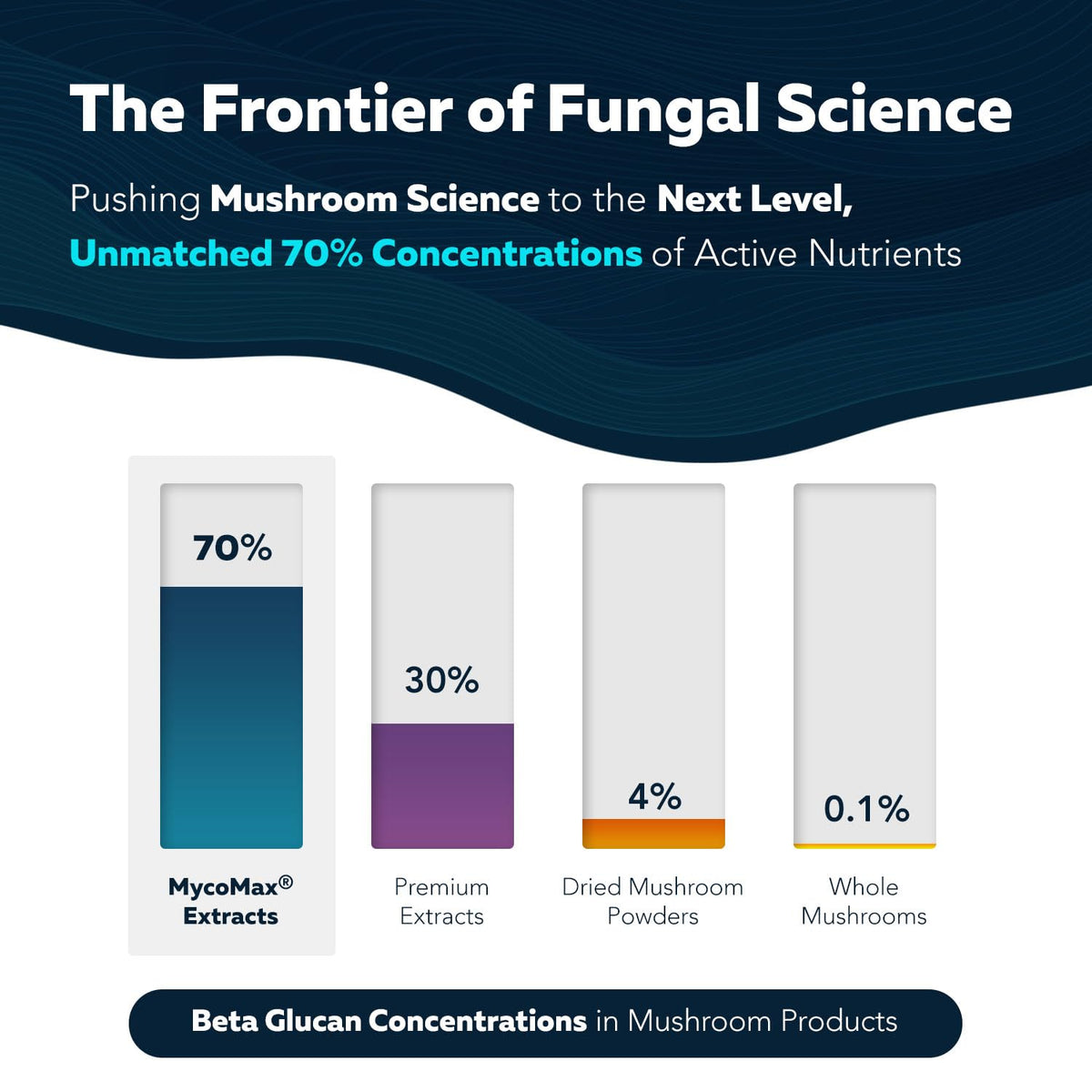 Triquetra Health MycoMax Complex de Champignons avec des champignons en arrière-plan