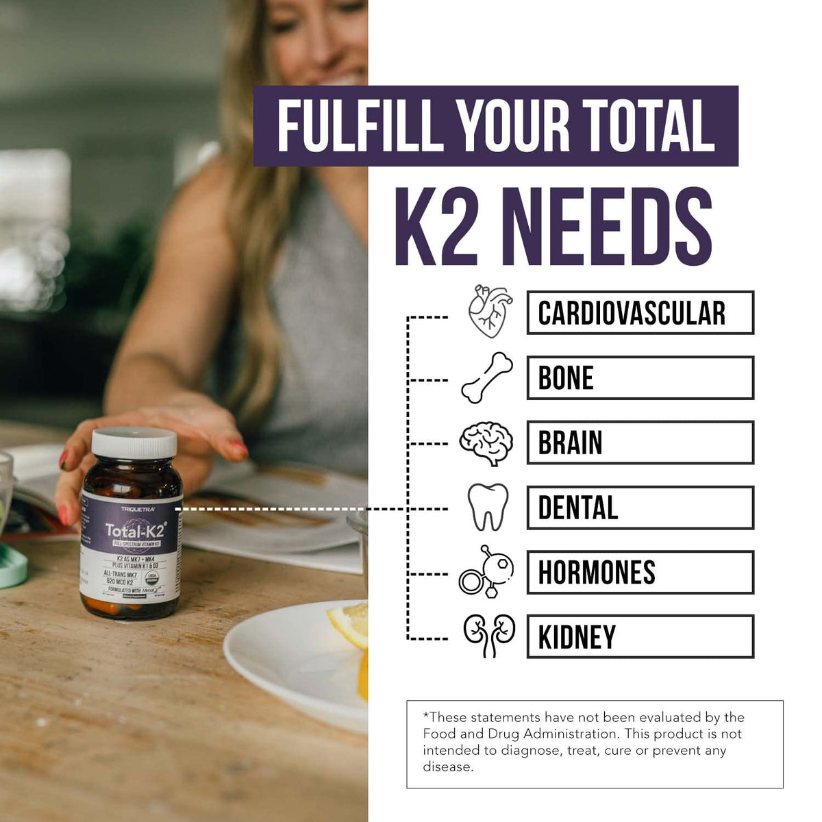 Triquetra Health Total K2 avec fruits et légumes