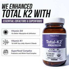 Triquetra Health Total K2 capsules avec verre d'eau