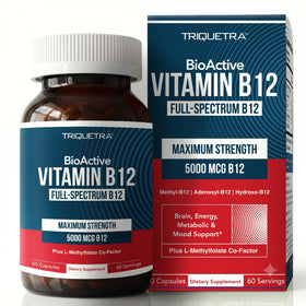 Triquetra Health Vitamine B12 5000mcg complexe avant avec étiquette