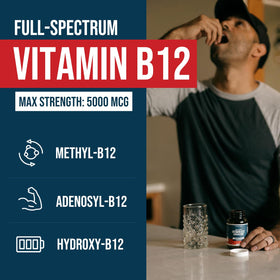 Triquetra Health Vitamine B12 5000mcg complexe côté avec dosage