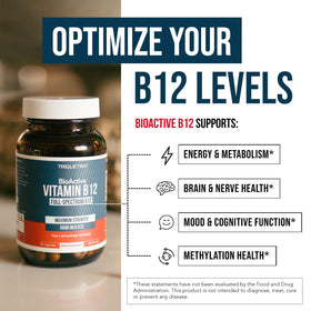 Triquetra Health Vitamine B12 5000mcg complexe en usage avec verre d'eau