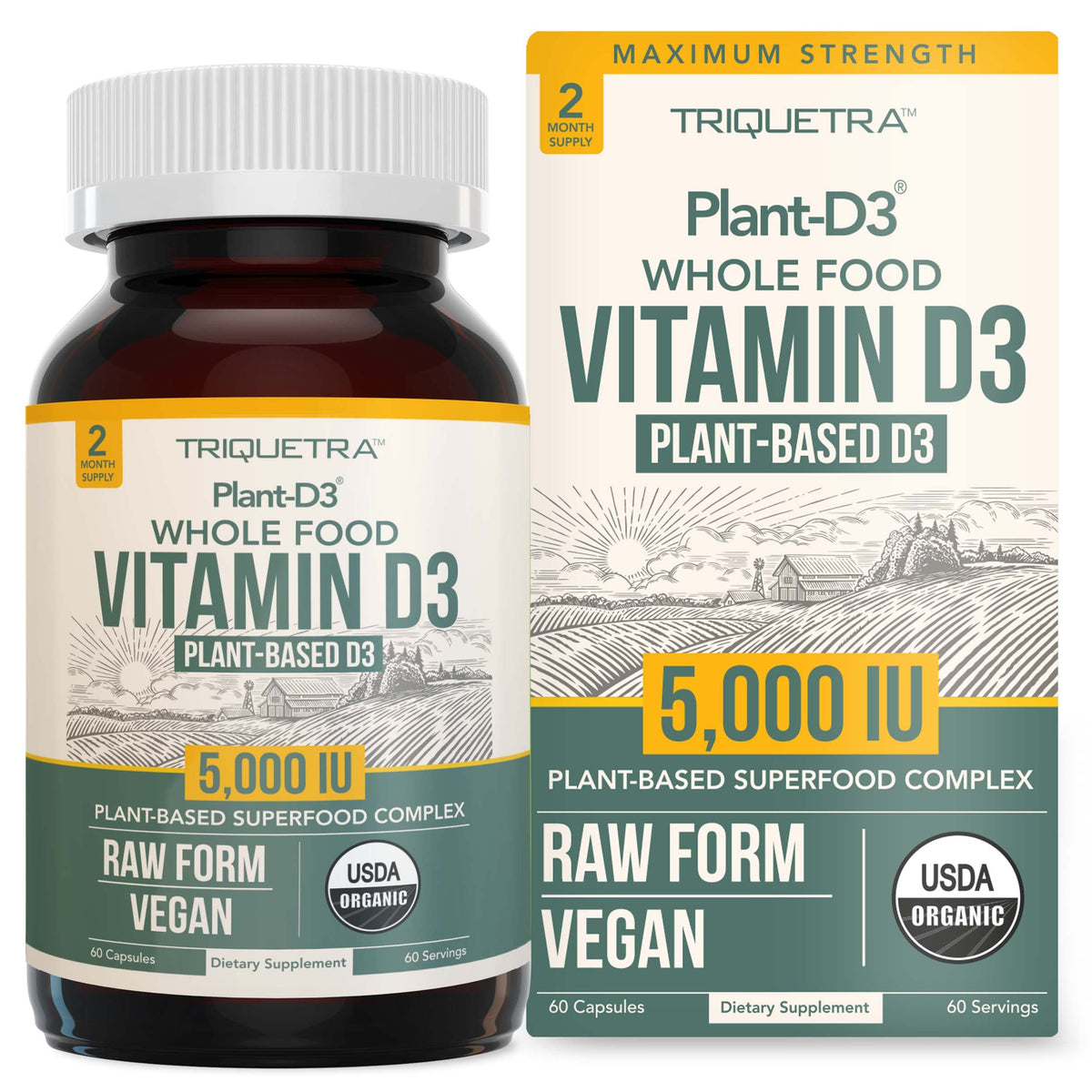 Triquetra Health Vitamine D3 5000 IU capsules en bouteille