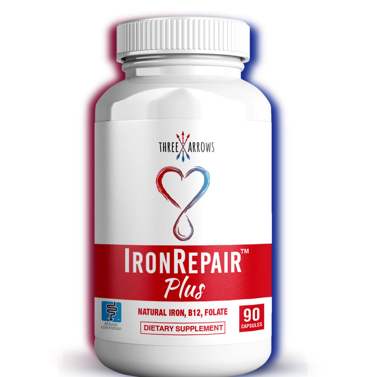 Trois Flèches Complément Alimentaire Fer Methyl B-12 Folate 90 Capsules - Vue de l'emballage