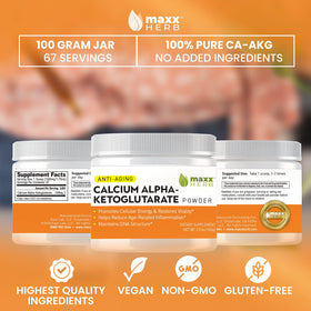 Trois pots de Calcium AKG Maxx Herb alignés