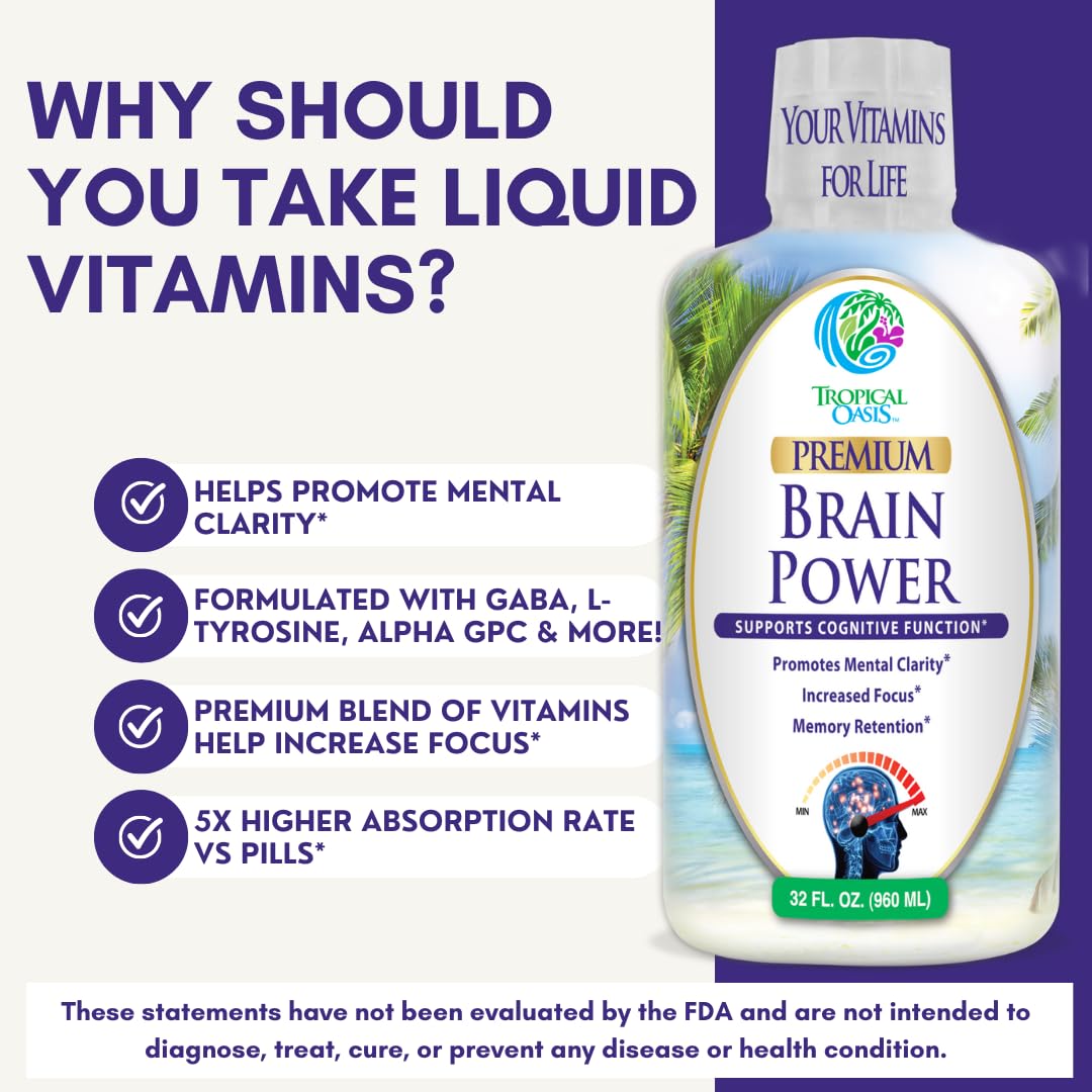 Tropical Oasis Brain Power bouteille avec arrière-plan de bureau