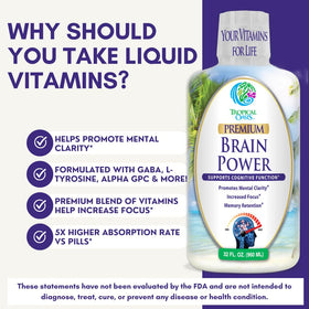 Tropical Oasis Brain Power bouteille avec arrière-plan de bureau