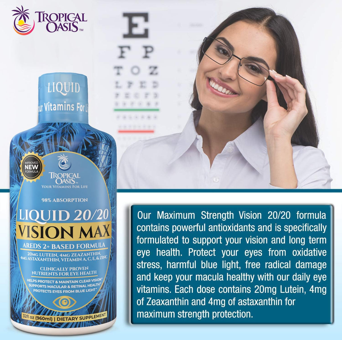 Tropical Oasis complément vision liquide 20mg lutéine informations nutritionnelles