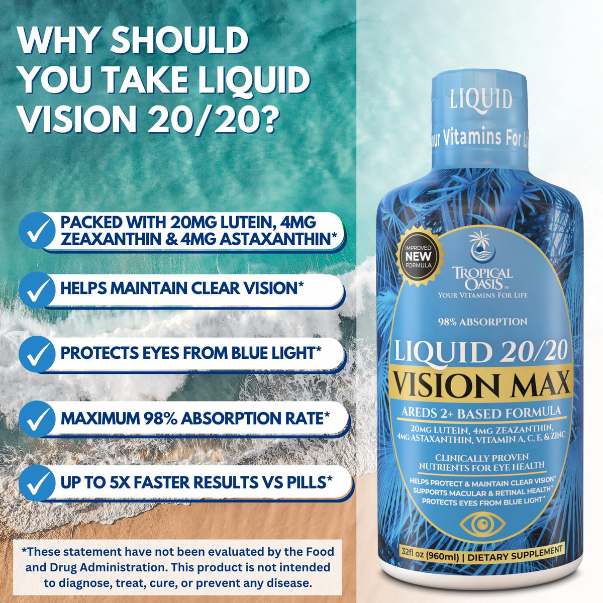 Tropical Oasis complément vision liquide 20mg lutéine présentation