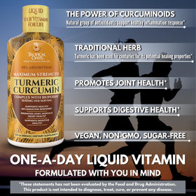 Tropical Oasis Curcuma Liquide 1650mg sur une table en bois