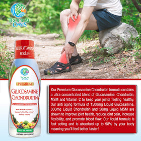 Tropical Oasis Glucosamine Chondroitin 1500mg 16 Fl Oz avec verre