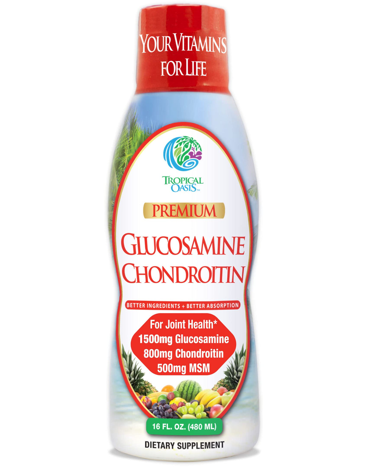 Tropical Oasis Glucosamine Chondroitin 1500mg 16 Fl Oz devant