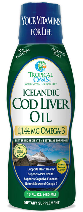 Tropical Oasis Huile de Foie de Morue Islandaise 1144mg bouteille avant